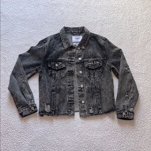 VENET Distressed Dark Gray Denim Jacket